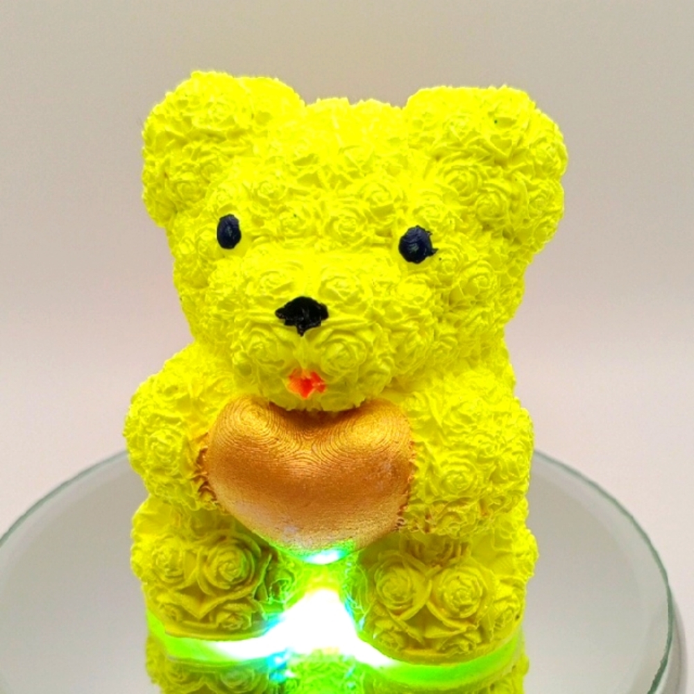 NEW Hand Made 💕 Bright Yellow Teddy Bear with Gold Heart
